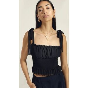 Aritzia Wilfred Ballad Top Tie Straps Sheer in Black Small